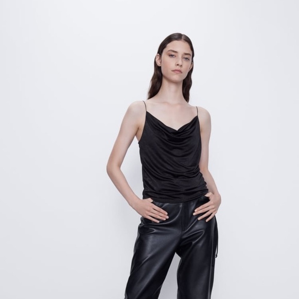Zara Black Ruched Camisole NWT